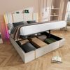 Polsterbett 160×200 cm mit Bettkasten, USB/Typ-C und LED, Beige, mit Matratze Bild 4