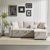 Schlafsofa 214x131x87 cm Beige aus Flanell mit flexiblem Ottomanenwechsel, USB-Anschluss und Stauraum Bild 4
