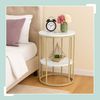Relaxdays Beistelltisch mit 2 Ablagen, Metall / MDF Marmoroptik, Ø 40x57 cm, Weiß/Gold Bild 3
