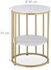 Relaxdays Beistelltisch mit 2 Ablagen, Metall / MDF Marmoroptik, Ø 40x57 cm, Weiß/Gold Bild 4