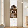 Merax Mehrstöckiges Bücherregal, 50×50×200 cm Ablageregal, Aufbewahrungsregal, mit drei Schubladen und drei Einlegeböden, Keramikgriffen, Weiß und Holzoptik Bild 2