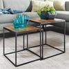 Wohnzimmertisch 2er Set Mango Massivholz / Metall Beistelltisch Eckig, Design Beistelltisch Industrial, Sofatisch Couchtisch Quadratisch, Tischset 2-teilig Satztisch Bild 2