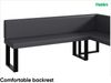 MEBLINI Eckbank für Esszimmer mit ausziehbarem Tisch - Küchenbank - Essecke - Sitzecke Küche - TONI - U-Beine 142x196x87cm Rechts - Grau Kunstleder/B Schwarz Hochgl. Bild 5