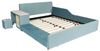 OKWISH Polsterbett Kinderbett Funktionsbett (mit Schreibtisch, Hocker und Stauraum, Blau, Weiches Kopfteil, Robuste Holzlatten, für Schlaf- und Arbeitsbereich 140x200 cm), ohne Matratze Bild 4