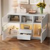 OKWISH Sideboard Küchenschrank Anrichte (mit Doppelebene – schwebend oben, bodenstehend unten, vielseitiger Stauraum und staubgeschützt) Bild 2