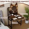 Schminktisch in Katzenform mit Spiegel & Beleuchtung & Schubladen Frisiertisch Braun Bild 5