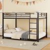 Metall Etagenbett 140x200 cm für Kinder, stabiler Doppelstockbett Rahmen mit Sicherheitsgeländer, platzsparend Schwarz Bild 4