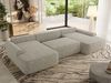 U-förmige Ecke, Ecksofa mit schlaffunktion und bettkasten, lose kissen, Wellenfeder, Big sofa XXL - CUBO U - Beige Struktur Bild 4