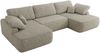 U-förmige Ecke, Ecksofa mit schlaffunktion und bettkasten, lose kissen, Wellenfeder, Big sofa XXL - CUBO U - Beige Struktur Bild 5