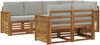 vidaXL Ecksofa Set mit Kissen 6 pcs Natürlich und Hellgrau 3384477 Bild 2