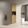 Badezimmer-Wandschrank, 2 Türen 1 offenes Staufach geeignet für kleine Räume Bad Wohnzimmer Wäscherei, Holz, Corolla Holzmaserung, 160 cm Bild 2
