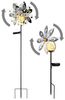 2er Set LED Solarleuchte, Glaskugel, Windrad, silbergrau Bild 1