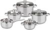Elo Basic Topf-Set Galactica, Edelstahl 201 (Set, 9-tlg, je 1 x Kochtopf mit Deckel Ø 14/16/20/24 cm, 1 Stielkasserolle Ø 16 cm), Induktion Bild 4