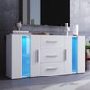 TV-Schrank Weiß 140x35x70 cm mit 2 Schränken, 3 Schubladen, 2 Regalen, abnehmbar, 16-Farben-LED-USB-Licht Bild 3