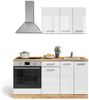 Singleküche R-Line Weiß Hochglanz/Goldkraft Eiche 160 cm mit Herdumbauschrank ohne Arbeitsplatte Vicco Bild 5