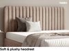 MEBLINI Polsterbett 160x200 mit Lattenrost ohne Matratze – BRIATORE – Hellbraun Samt – Doppelbett mit Bettkasten - Stauraumbett - Kopfteil Bett mit Stauraum Bild 4