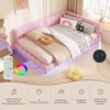 Merax Polsterbett, LED Doppelbett Daybett Tagesbett Samt 140x200cm mit USB-Anschluss Rosa Bild 2