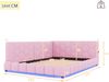 Merax Polsterbett, LED Doppelbett Daybett Tagesbett Samt 140x200cm mit USB-Anschluss Rosa Bild 4