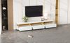 TV-Schrank 200x40x42 cm + Couchtisch 100x50x40 cm, Weiß mit Marmor-Optik Tischplatte und goldenen Metalllstreifen Bild 3