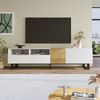 TV-Schrank B 180 x T 38 x H 50 cm aus MDF in Weiß/Holzoptik mit 2 Schubladen Bild 2