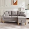 L-förmiges modernes Sofa, 3-Sitzer-Sofa mit Chaiselongue, Stauraum, integriertem Getränkehalter, wird mit 2 Kissen geliefert, geeignet für Wohnzimmer, Hellgrau Bild 3