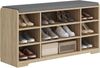 Schuhbank, Schuhregal mit Sitzfläche, Sitzbank mit Stauraum, Kissen, 9 Fächer, 30 x 103 x 52,7 cm, verstellbare Ablagen, für Wohnzimmer, Flur, Schlafzimmer, Weißeiche Bild 2