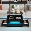 Wohnzimmertisch Beistelltisch Hochglanz-Couchtisch mit LED-Lichtleiste Sofatisch mit 2 Schubladen Kaffeetisch mit geometrischem Design und verstecktem Stauraum MDF Schwarz 65 x 65 x 38.5 cm Bild 3