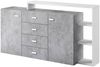 Wohnwand Schrankwand 5 tlg BENDY Komplettset Weiss- Betonoptik Bild 4