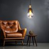 2x Pendelleuchte, Metall schwarz, Glas rauch, H 120 cm Bild 4