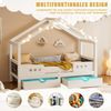 LVHOM Hausbett mit 2 Schubladen und Kreidetafel, Massivholz natur, 90x200 cm Bild 5