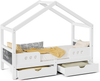 LVHOM Hausbett mit 2 Schubladen und Kreidetafel, Massivholz natur, 90x200 cm Bild 2