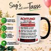 Momentals Tasse 80 Geburtstag Mann Frau – ACHTUNG – Geburtstagsgeschenk Männer Frauen, Gratis Versand · Links-&Rechtshänder · Spülmaschinenfest Bild 2