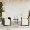 vidaXL 3-tlg. Bistro-Set mit Kissen Schwarz Poly Rattan 365248 Bild 3