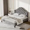 Polsterbett, Doppelbett mit Lattenrost, 140x200 cm, Kopfteil höhenverstellbar, Samt Bild 1