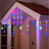 SERBASIC LED-Lichtervorhang Schneeflocken, 8 Modi, LED Lichterkette Timer fur Innen Außen, Bunt, Für Fenster, Balkon & Weihnachtsbeleuchtung Bild 3