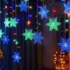 SERBASIC LED-Lichtervorhang Schneeflocken, 8 Modi, LED Lichterkette Timer fur Innen Außen, Bunt, Für Fenster, Balkon & Weihnachtsbeleuchtung Bild 5