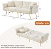 Merax Modernes 2-Sitzer-Schlafsofa – Samtbezug, Rückenlehne mit 3-stufiger Verstellung & vergoldete Metallfüße Stilvolles Sofa mit Schlaffunktion, Beige Bild 4