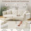 Merax Modernes 2-Sitzer-Schlafsofa – Samtbezug, Rückenlehne mit 3-stufiger Verstellung & vergoldete Metallfüße Stilvolles Sofa mit Schlaffunktion, Beige Bild 2