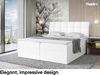 MEBLINI Boxspringbett DRAGO 140x200 cm mit Bettkasten - H3/Weiß Kunstleder Polsterbett - Doppelbett mit Topper & Taschenfederkern-Matratze Bild 2