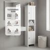 Home Nature Wohnkonzept Badezimmer Hochschrank, mit 6 Fächern und 2 Türen, Platzsparender Badschrank mit Regalen, 36,3 x 30 x 170,3 cm, Weiß Bild 4