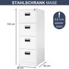 Hängeregisterschrank abschließbar SARA - 4 Schubladen mit Schloss | Aktenschrank Büroschrank aus Stahl Metallschrank, 132x46x62cm Weiß Bild 2