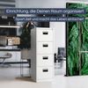 Hängeregisterschrank abschließbar SARA - 4 Schubladen mit Schloss | Aktenschrank Büroschrank aus Stahl Metallschrank, 132x46x62cm Weiß Bild 3