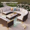 PHI VILLA Gartenlounge-Set, (4 Sofa, 2 Armlehne Stuhl, 2 Armloser Stuhl, 4 Ottomane, Montagehilfe), für 10-12 Personen Halbmondförmig Gebogen Gartensofa Balkonmöbel Bild 4