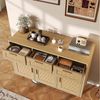 FUROKOY Sideboard Rattan Küchenschrank us Holz (Buffetschrank Highboard mit 3 Schubladen und 3 Türen), für Schlafzimmer, Wohnzimmer, Flur, 108 x 40 x 80 cm, Holzfarbe Bild 4