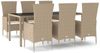 vidaXL 7-tlg. Garten-Essgruppe mit Kissen Beige Poly Rattan 3157563 Bild 2