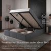 Home Collective Polsterbett Stauraumbett 120x200, 140x200, 160x200, 180x200 cm mit Kopfteil, 120×200 cm, mit Gasdruckfeder, Metallrahmen, Samtpolsterung, Graphit Bild 4