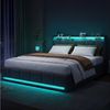 PXloue Polsterbett LED-Bett mit Stauraum und Ladeanschluss (Geeignet für Jugendliche und Erwachsene), Hydraulisches Stauraumbett, Bettkasten, Leinen Bild 2