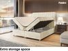 MEBLINI Boxspringbett ASTON 140x200 cm mit Bettkasten - H3/Beige Samt Polsterbett - Doppelbett mit Topper & Taschenfederkern-Matratze Bild 5