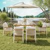 Garten-Esstischset beige-braun-natur 159,5×77,5×75 cm aus Eisengestell, Polyester-Seil und Kunststoffholz-Tischplatte Bild 3