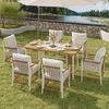 Garten-Esstischset beige-braun-natur 159,5×77,5×75 cm aus Eisengestell, Polyester-Seil und Kunststoffholz-Tischplatte Bild 2